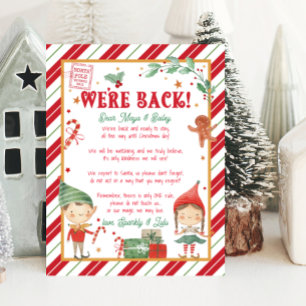 We're back Christmas Elf Elves Letter Poster