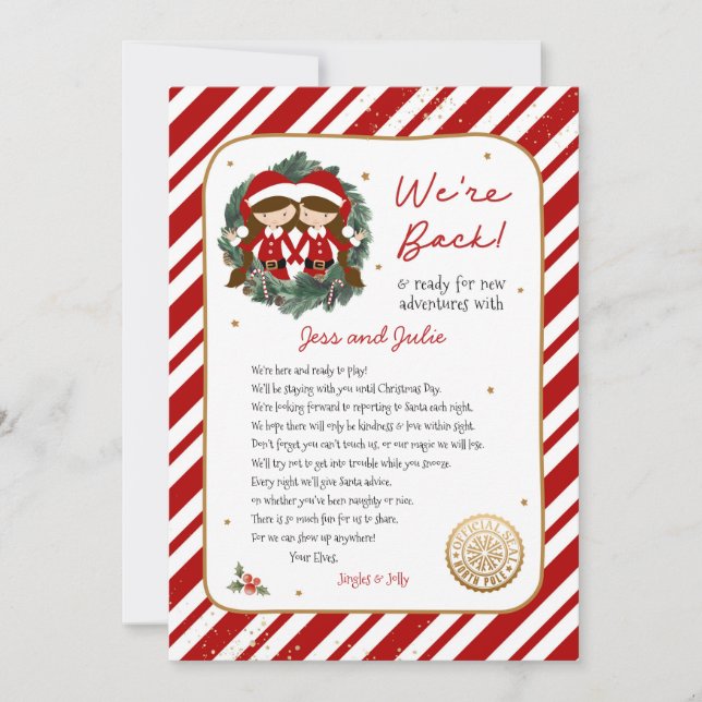 We're Back Elf Letter Invitation (Front)