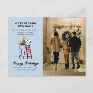 We're Decking New Halls Snoopy We've Moved Holiday Postcard