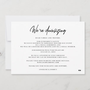 Were downsizing elegant minimal smaller wedding announcement