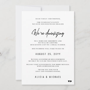 Were downsizing modern minimal smaller wedding announcement
