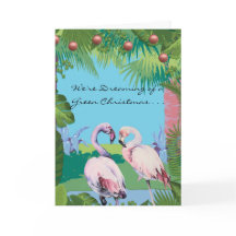 We're Dreaming of a Green Christmas Flamingos