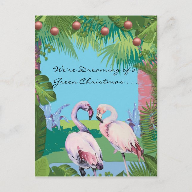 We're Dreaming of a Green Christmas Personalised Postcard (Front)
