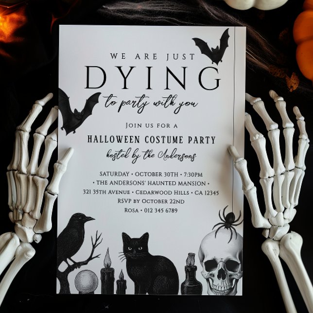 We're Dying To Party Gothic Halloween Party Invitation (Creator Uploaded)