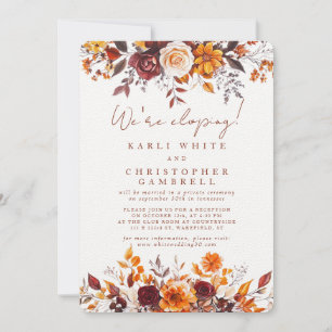 We're Eloping Colourful Fall Floral Reception Invitation