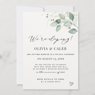 We're Eloping Eucalyptus Wedding Announcement
