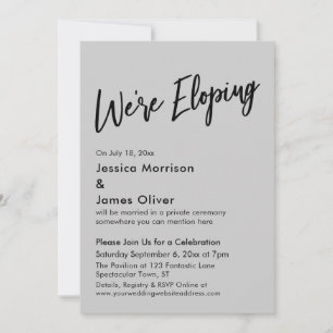 We're Eloping Minimal Handwriting Light Grey Invitation