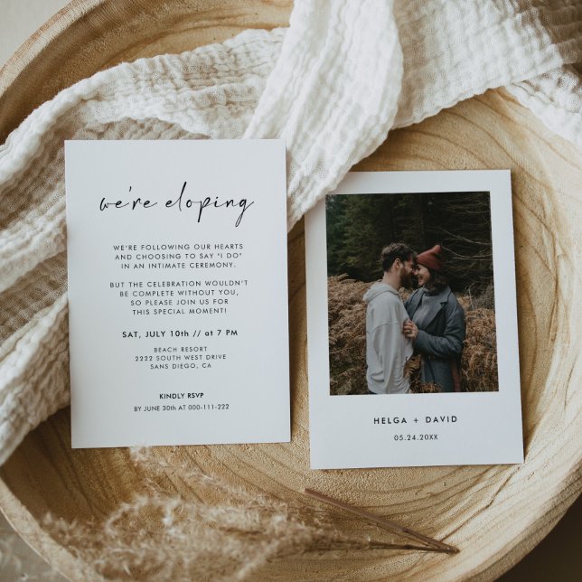 We're Eloping Modern Photo Wedding Invitation (Creator Uploaded)