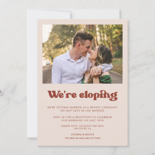 We're eloping Stylish Peach Pink announcement