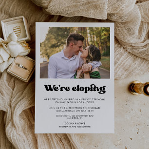 We're eloping Stylish retro wedding announcement