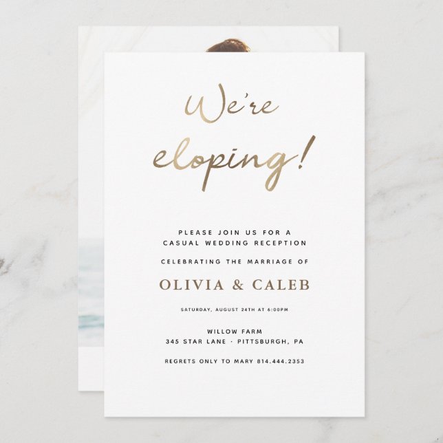 We're Eloping Wedding Reception invitation (Front/Back)