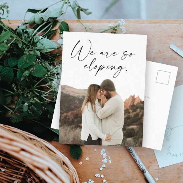 We're Eloping Wedding Update Photo Announcement Po Postcard (Creator Uploaded)