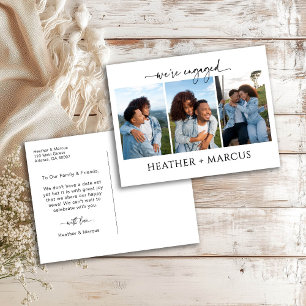 We're Engaged 3 Photo Script Postcard
