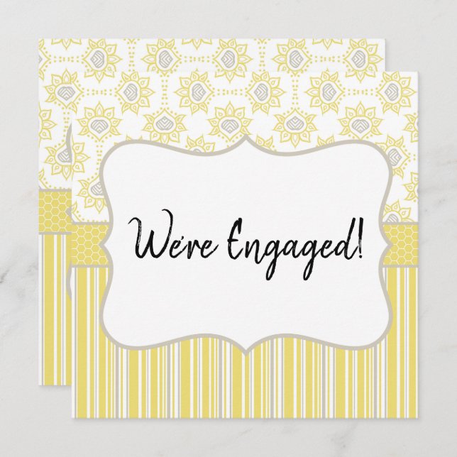 We're Engaged Bee Yellow and Grey Geometric (Front/Back)