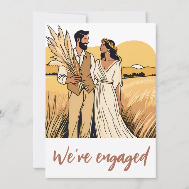 we're engaged boho engagement party invitations (Front)