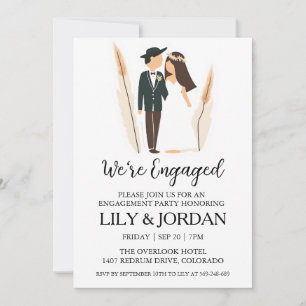 we're engaged boho engagement party invitations