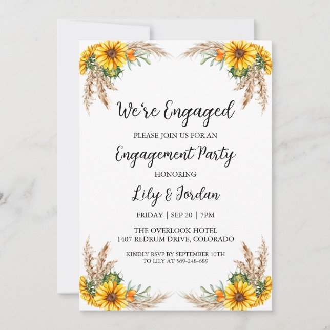 we're engaged boho engagement party invitations (Front)