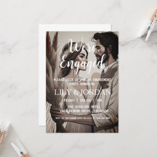 we're engaged boho engagement party invitations