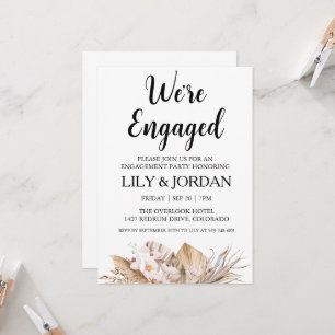 we're engaged boho engagement party invitations