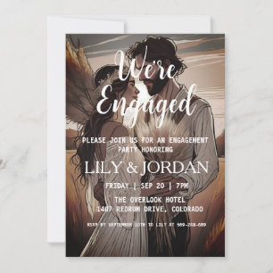 we're engaged boho engagement party invitations