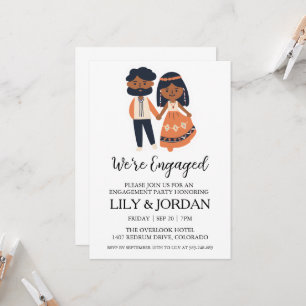 we're engaged boho engagement party invitations