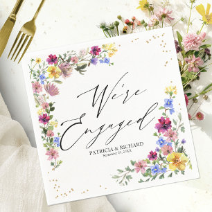 We're Engaged Boho Wildflower Engagement Party Napkin