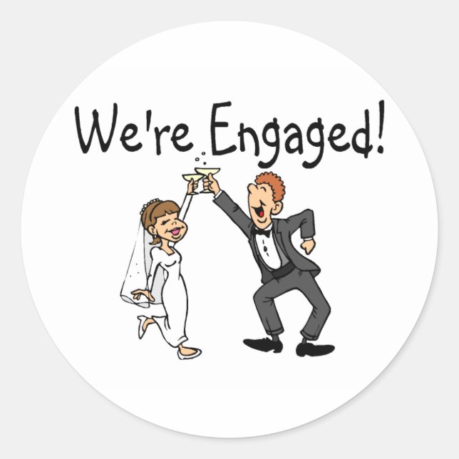 We're Engaged Classic Round Sticker (Front)