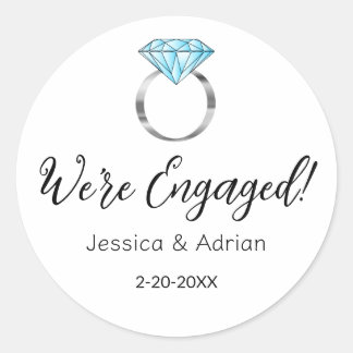 We're Engaged Diamond Engagement Ring Classic Round Sticker