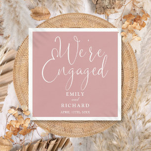 We're Engaged Dusty Rose Pink Engagement Party  Napkin