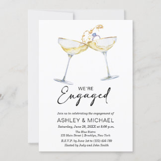 We're Engaged Elegant Champagne Engagement Party Invitation