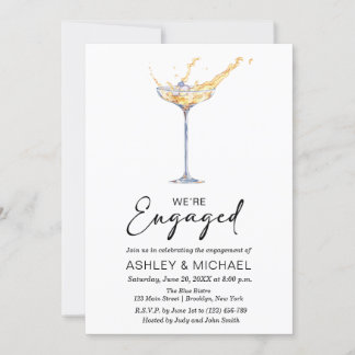 We're Engaged Elegant Champagne Engagement Party Invitation