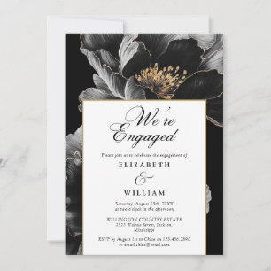 We're Engaged Elegant Floral Engagement Party Invitation