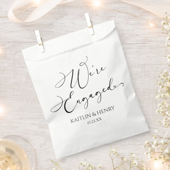 We're Engaged Elegant Minimalist Engagement Party Favour Bags (Clipped)