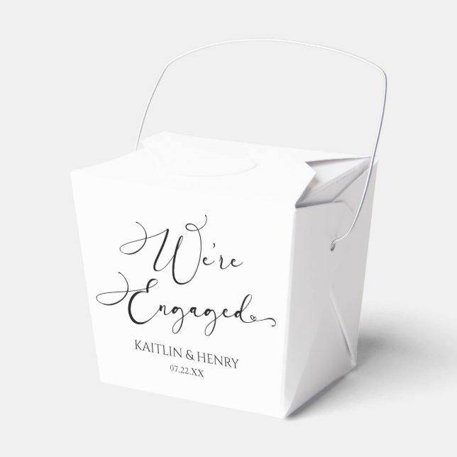 We're Engaged Elegant Minimalist Engagement Party Favour Box (Front Side)