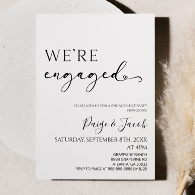 We're Engaged Elegant Minimalist Engagement Party Invitation (Creator Uploaded)