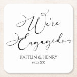 We're Engaged Elegant Minimalist Engagement Party Square Paper Coaster<br><div class="desc">These are We're Engaged Minimalist Engagement Party Paper Coasters!</div>