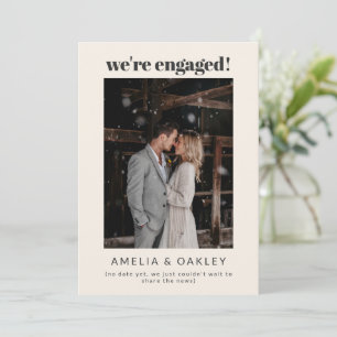 We're Engaged Elegant Photo Modern Ivory Chic Announcement