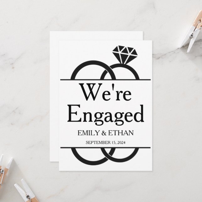 We're engaged engagement announcement cards (Front/Back In Situ)