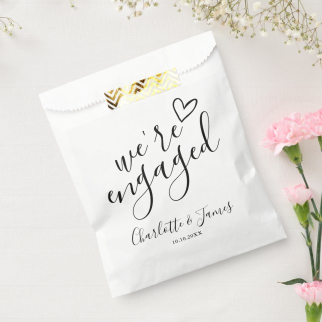We're Engaged Engagement Party Black And White Favour Bags (Sealed)