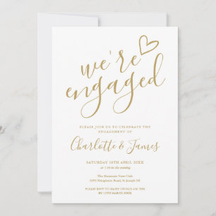 We're Engaged Engagement Party Chic Gold Invitation