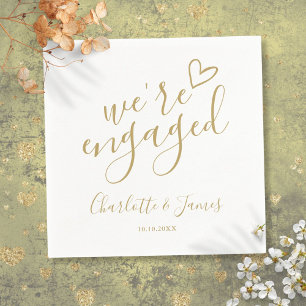 We're Engaged Engagement Party Chic Gold Napkin