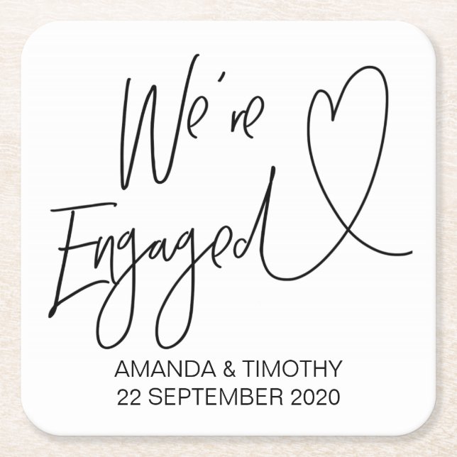 We're Engaged Engagement Party Coasters Decor (Front)