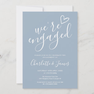 We're Engaged Engagement Party Dusty Blue Invitation