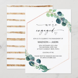 We're Engaged Engagement Party Green Eucalyptus Invitation
