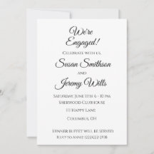 We're Engaged Engagement Party Invitations Elegant