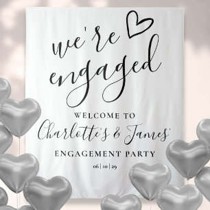 Were Engaged Engagement Party Photo Backdrop Tapestry