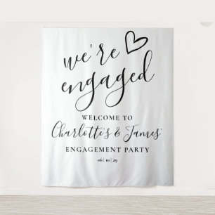 Were Engaged Engagement Party Photo Backdrop Tapestry