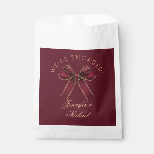 We're engaged Engagement party Red Bow luxury Favour Bags (Front)