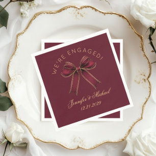 We're engaged Engagement party Red Bow luxury Napkin