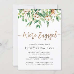 We're Engaged Eucalyptus Floral Simple Engagement Invitation
